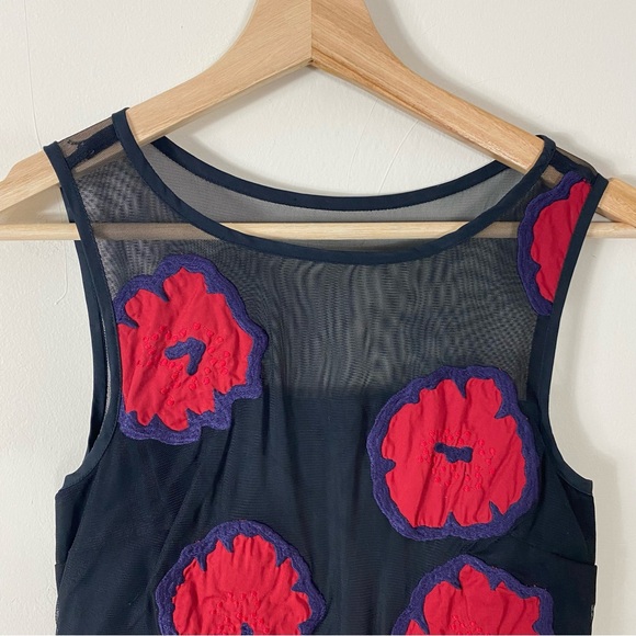 ESHAKTI Black Sleeveless A-Line Midi Dress Red and Purple Floral Embroidery - S - Picture 11 of 14